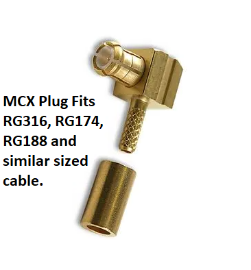 Connector MCX Plug, MCX Male,  Right Angle, RG316
