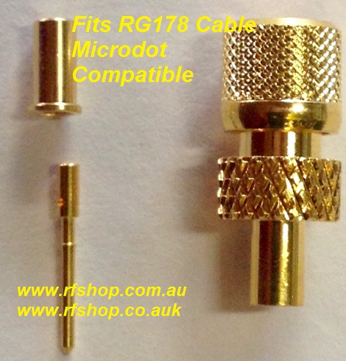 Connector Microdot 10-32 plug, Microdot male, RG178
