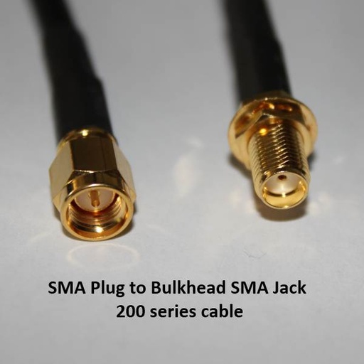 Cable Assembly, SMA Plug / SMA Male to Bulkhead SMA Jack / SMA Female, 200 series, 2m