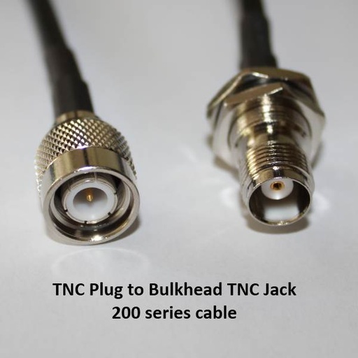 Cable Assembly, TNC Plug to Bulkhead TNC Jack / TNC Female, 200 series, 3m