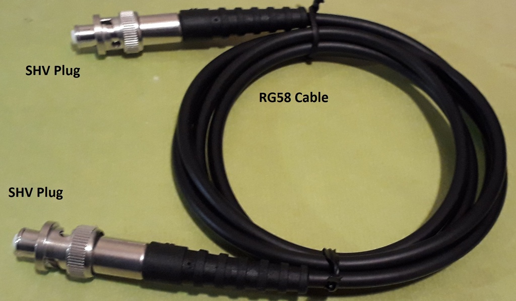 Cable Assembly, SHV Plug / SHV Male to SHV Plug / SHV Male, RG58 series, 1m