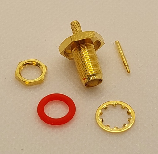 [CH-RAJ-316-BHo] Connector SMA Reverse Polarity Jack (male pin), Bulkhead, O-ring, RG316