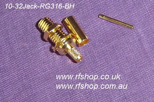 [10-32Jack-RG316-BH] Connector Microdot 10-32 Jack, Microdot Female, Bulkhead, RG316
