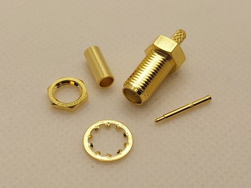 [CH-RAJ-316-BH] Connector SMA Reverse Polarity Jack (male pin), Bulkhead, RG316 