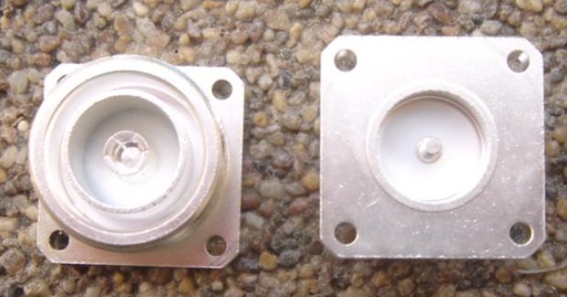 [716-864A-0000] Coaxial Connector, DIN 7/16 Jack, 4 Flange